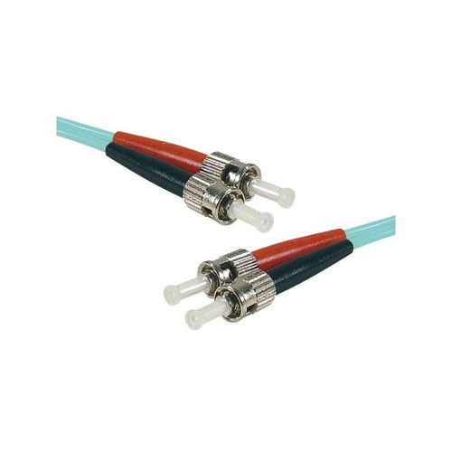 exertis Connect - Cordon de raccordement - ST/UPC multimode (M) pour ST/UPC multimode (M) - 1 m - 2 mm - fibre optique - duplex - 50 / 125 microns - OM3 - sans halogène - turquoise