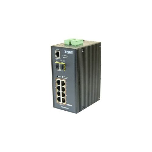 PLANET IGS-10020HPT - Commutateur - C2+ - Géré - 8 x 10/100/1000 (PoE+) + 2 x Gigabit SFP - Montage sur rail DIN, fixation murale - PoE+ (270 W) - Tension CC