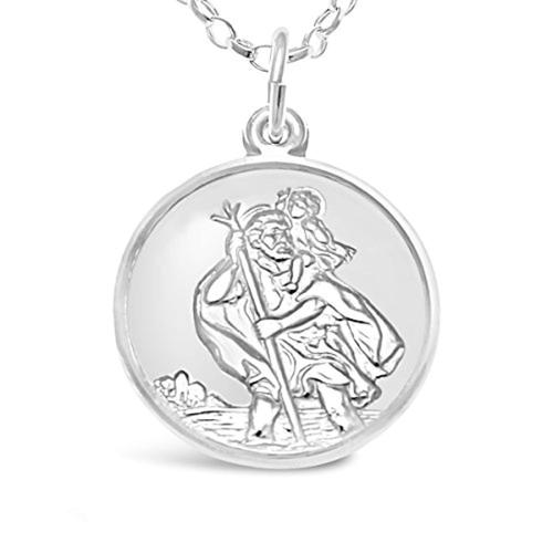 Médaille Saint Christophe en argent sterling avec chaîne pour femme -  coffret cadeau avion, bateau et voiture à l'arrière et bijoux