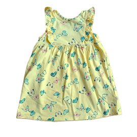 Robe Jaune A Papillons Multicolore. Volants. Sans Manche. H&m. Coton. Taille 2 Ans. 92 Cm