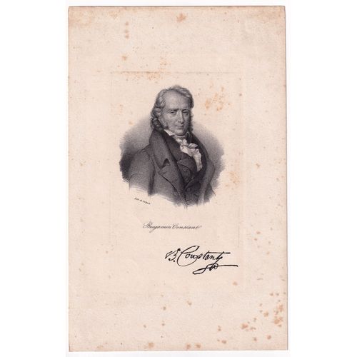 Gravure 1833 Portrait Portrait Lithographie 1833 Benjamin Constant De Rebecque Lausanne Suisse