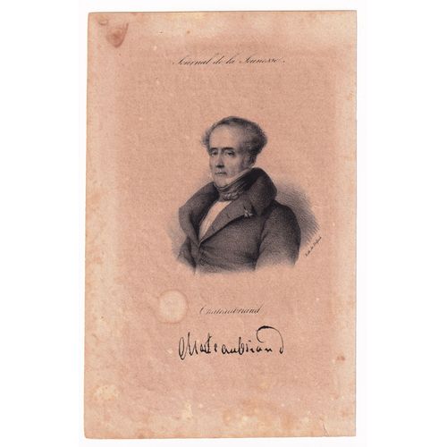 Gravure 1833 Portrait François-René Vicomte De Chateaubriand Saint-Malo Romantisme Écrivain Romantique