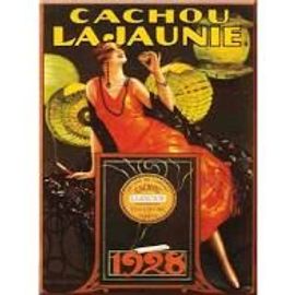 Cachou Lajaunie 1928 - Plaque Carte Postale Bombée Métal Publicitaire - Cartexpo - 20,5x14,5 Cm