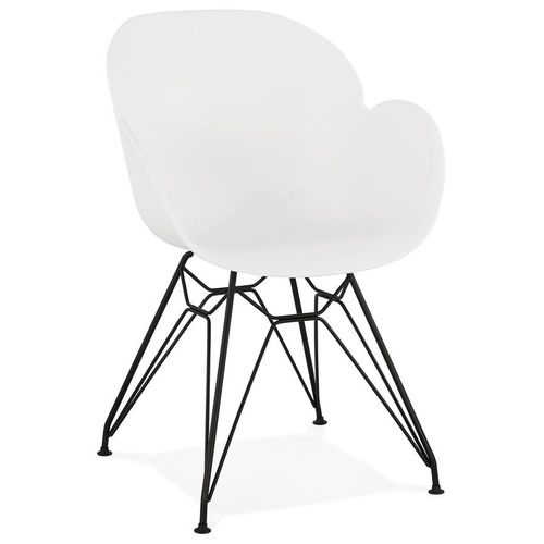 Chaise Design 'satelit' Blanche Style Industriel Avec Pieds En Métal Noir