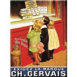 Exigez La Marque Ch. Gervais - Plaque Publicitaire Métal Bombée - Cartexpo - 14,5x20,5 Cm