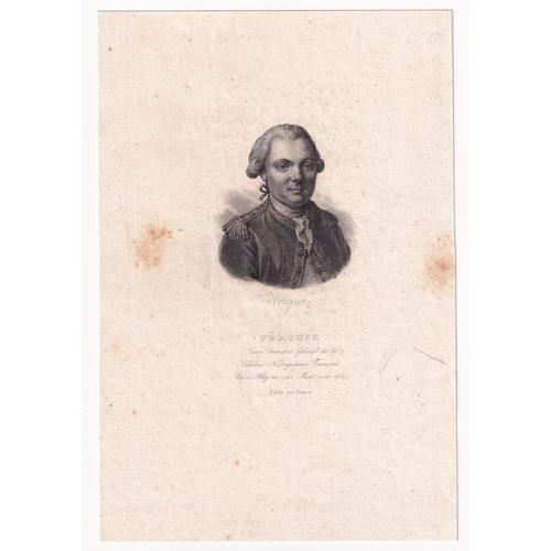 Gravure 1830 Portrait Jean François De Galaup Comte De La Pérouse Château Du Gô Albi Tarn Marine Explorateur