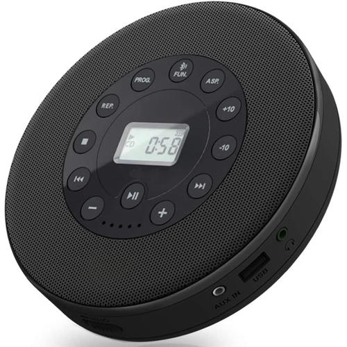 Lecteur CD portable, haut-parleur stéréo intégré, baladeur personnel MP3 avec Bluetooth, lecteur de musique CD compact rechargeable