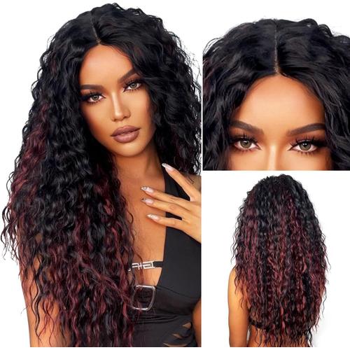 Vin Rouge Highlight Perruque Femme Naturelle 180% Density Deep Wave 5x2 Hd Lace Wig Hair Perruque For Black Women Perruque Sans Colle Brésilien Wine Red Highlight Femme Perruque 26 Inch, 66cm