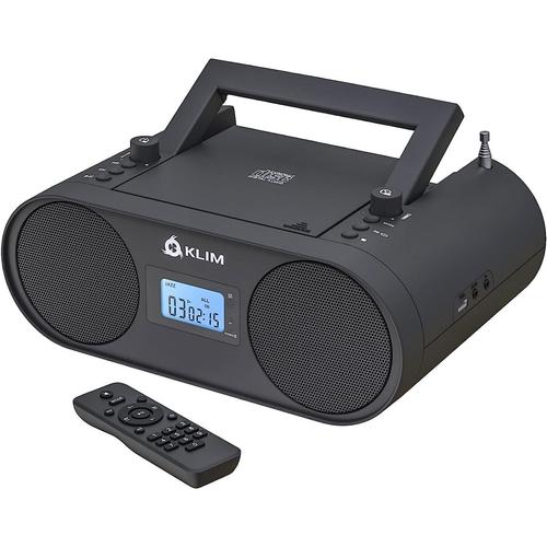 Noir Noir Boombox B4 Poste Radio CD Portable + Radio AM/FM, CD, Bluetooth, USB, MP3 + Mode Filaire et sans Fil avec Piles Rechargeables +