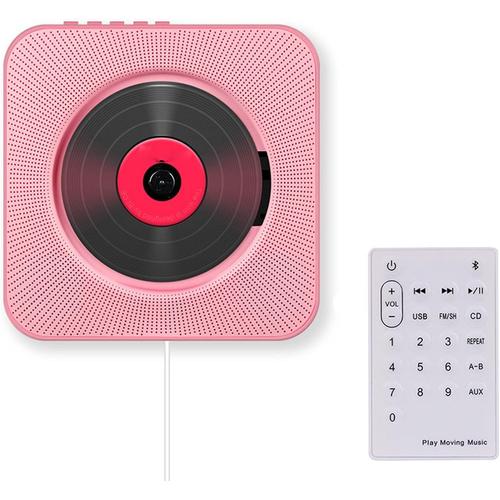 Rose Rose Lecteur CD Portable, Lecteur CD avec Haut-parleurs, Home Audio Boombox avec télécommande Radio FM USB MP3,Pink