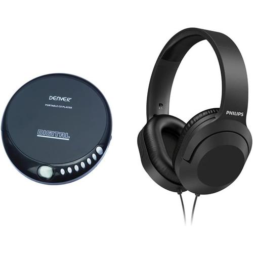 DM-24. Lecteur CD Portable. Walkman. Baladeur CD Compatible avec CD & Philips Audio Casque Stéréo Filaire Circum-Aural (2 m Cable,