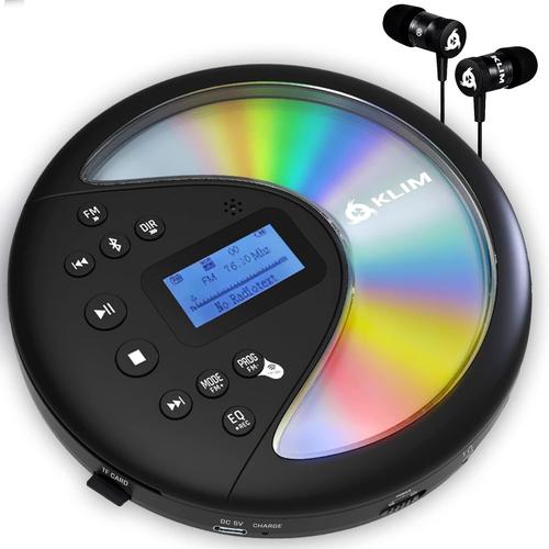 Noir Noir Discover Lecteur CD Portable avec Batterie Intégrée- Baladeur Lecteur CD pour Voiture, Mini Walkman CD, Compatible avec CD-R,