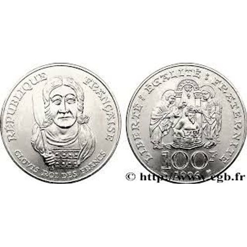 France = Pièce De 100 Francs, En Argent, Commémorative = Clovis Roi Des Francs , Année 1996, Millésime Rare