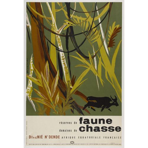 Affiche Faune Et Chasse Afrique Équatoriale Française