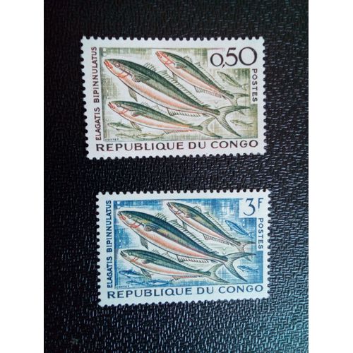 Timbre Congo, République (Brazzaville  Yt 142 - 145 Rainbow Runner (Elagatis Bipinnulatus). 1961 ( 031212 3 )