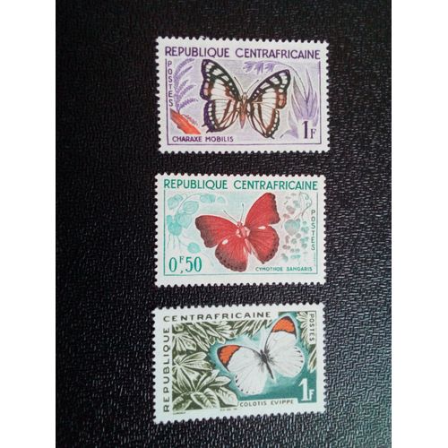 Timbre Centrafrique Yt 4 - 5 - 31 Papillons. 1961 / 63 ( 031212 3 )
