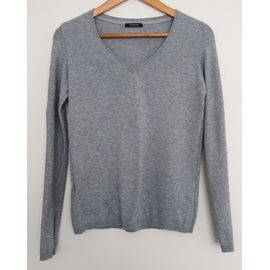 Pull Fin Gris Ajouré. Col En V. Promod. Taille 36 / 38