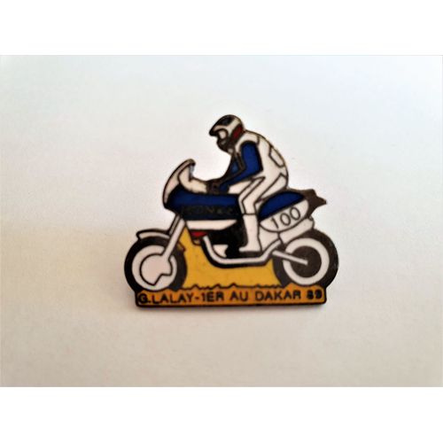 Pins Moto Honda G.Lalay 1er Au Dakar 89 / Signé Pin's Privilège