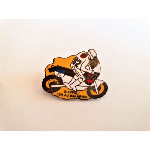 Pins Moto Cagiva E. Orioli 1er Au Dakar 90 / Signé Pin's Privilège