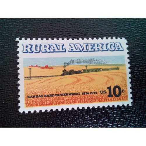 Timbre Etats Unis Yt 1035 Amérique Rurale - Champs De Blé Et Train 1974 ( 031212 4 )