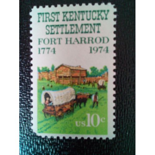 Timbre Etats Unis Yt 1029 Wagons Couverts À Fort Harrod, Première Colonie Du Kentucky 1974 ( 031212 4 )