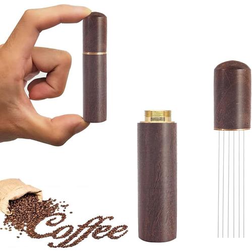 WDT Tool Outil de Distribution pour Expresso avec 6 Aiguilles Fines 0,4 mm Accessoire de café en Acier Inoxydable Aiguille à café Tamper Espresso Aiguille à Expresso Agitateur.