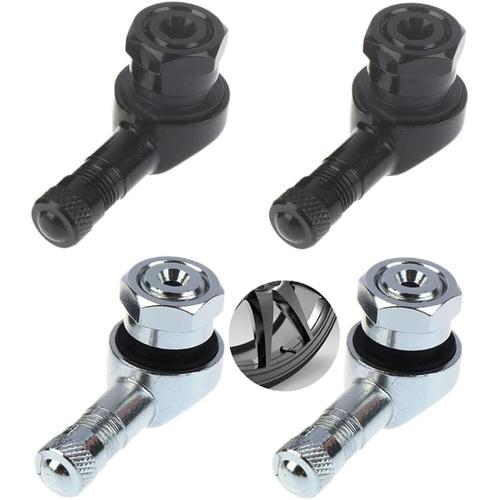 Valve D'angle De Moto Adaptateur D'extension De Valve De Pneu Bouchons De Tige Pneu Extension Valve Valves D'angle En Aluminium Pour Moto 90 Degrés Pour Maintenir Et Détecter Pression Interne 4 Pcs