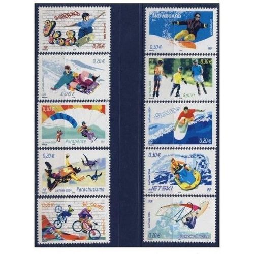 France 2004, Très Belle Série Complète Neuve** Luxe Timbres Yvert 3691 À 3700, Collection Jeunesse, Sports De Glisse. -