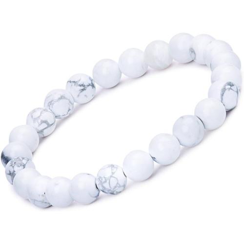 Blanc Bracelet Extensible En Pierres De Lave Pour Hommes Et Femmes Perles De 9mm Avec Bouddha Excellent Pour Le Yoga, La Méditation Marron/Blanc/Noir