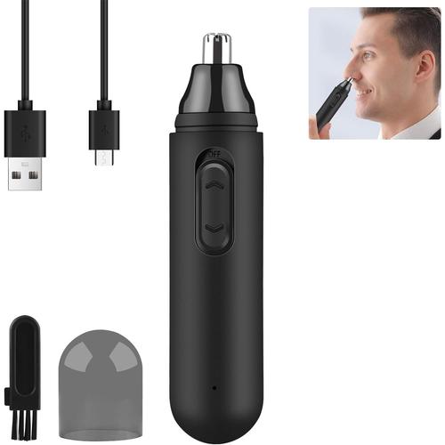 Tondeuse Nez, Tondeuse Professionnelle Pour Oreilles Et Nez Multifonction Tondeuse Usb Rechargeable Avec Tête Amovible Étanche Pour Nez Oreilles Sourcils Barbe- Noir