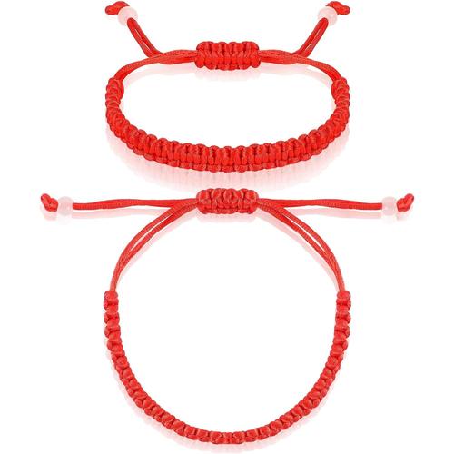 Bracelet Kabbale Fil Rouge, Bracelet De Cordon Chanceux Bracelet Tressé Rouge Bracelets Faits Main Réglables Bracelets À Cordes De Porte-Bonheur Pour Protection Mauvais ?Il Bonne Chance