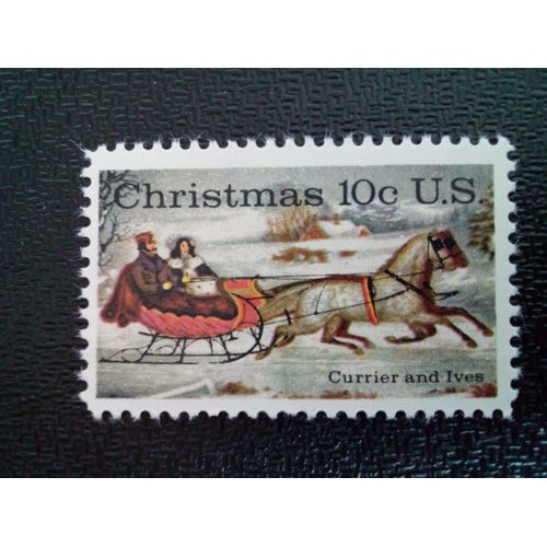 Timbre Etats Unis Yt 1039 Noël - «La Route-Hiver», Par Currier Et Ives 1974 ( 031212 4 )