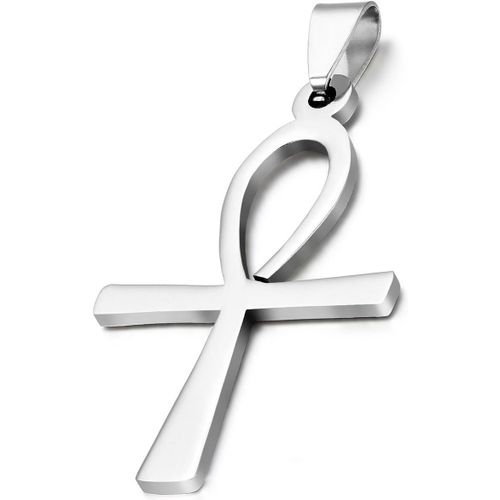 Argent Collier Classique Unique Pour Homme Femme, Collier Pendentif Croix Ankh Egyptien Acier Inoxydable Couleur Argent Doré Or Rose Noir Fantaisie Bijoux Cadeaux Anniversaires Noël