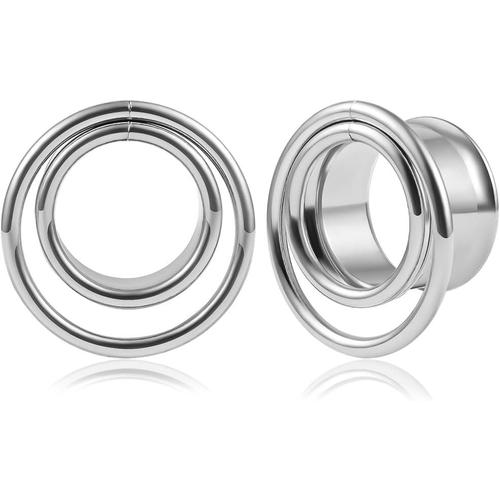 Argent Ecarteur Oreilles Plug Tunnel Double Évasé Jauges Enrouler En Acier Inoxydable Étirement Extenseur Piercing 8mm À 16mm