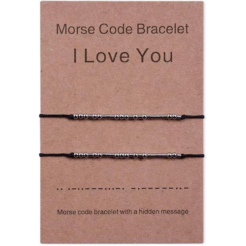 2 Pièces Je T'aime Bracelets De Code Morse Pour Les Femmes Couples Amitié Soeur Correspondant Relation Perle Bracelet Bijoux Pour Filles Garçons Hommes Mère Fille Cadeaux De Saint Valentin