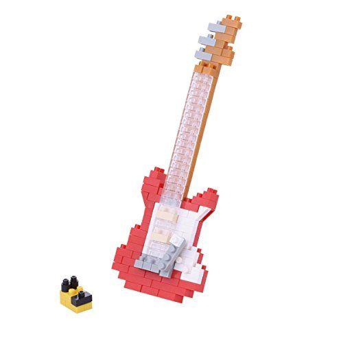 Kawada Nanoblock - Nbc-171 - Electric Guitar Micro Block Miniature Collection Puzzle (160 Piece), Red