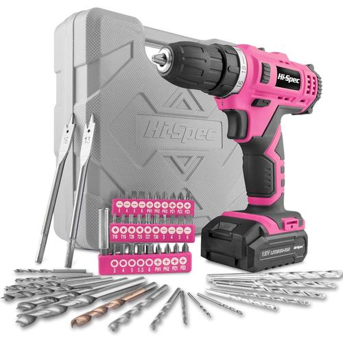 Rose Kit Perceuse Visseuse Sans Fil 12V avec Batterie Li-Ion 1300mAh - Coffret 50 Accessoires Inclus - Pour Bricolage, Vissage, Perçage sur Bois, Métal, Maçonnerie Légère et Plastique