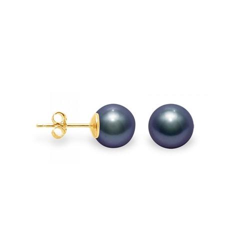 Boucles D'oreilles Enfant Perle De Culture D'eau Douce Noire Et Or Jaune 375/1000 - Blue Pearls Bps K300 W Noir Unique