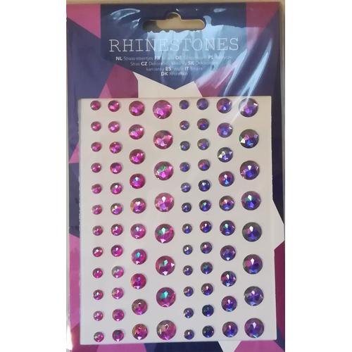 84 Pierres Strass Autocollantes Ton Rose Et Violet Pour Scrapbooking, Carterie, Décoration...