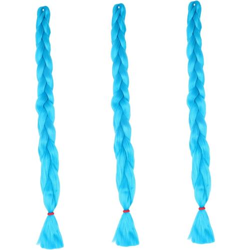 Bleu 3pcs Tresse De Fibre Chimique Africaine Cheveux Tressés Colorés Tresse Synthétique Jumbo Tresse Cheveux Cheveux Doux Tresse Perruques Cheveux Chouchou Mousseline De Soie Queue De