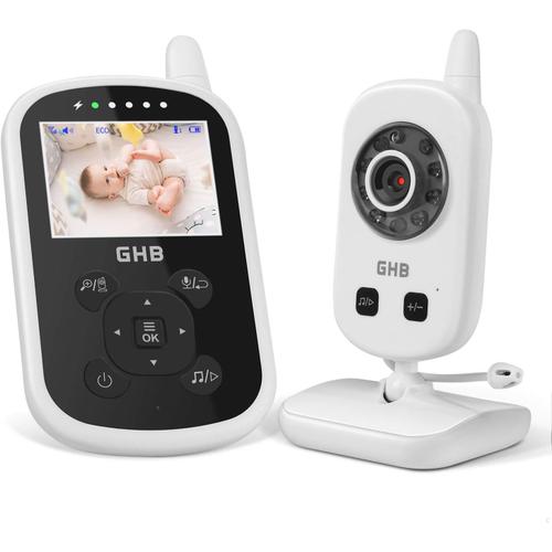 Babyphone Caméra Bébé Moniteur 2,4 inches LCD Babyphone Vidéo Bébé Surveillance 2,4 GHz Capteur de Température Communication Bidirectionnelle Vision Nocturne 480p
