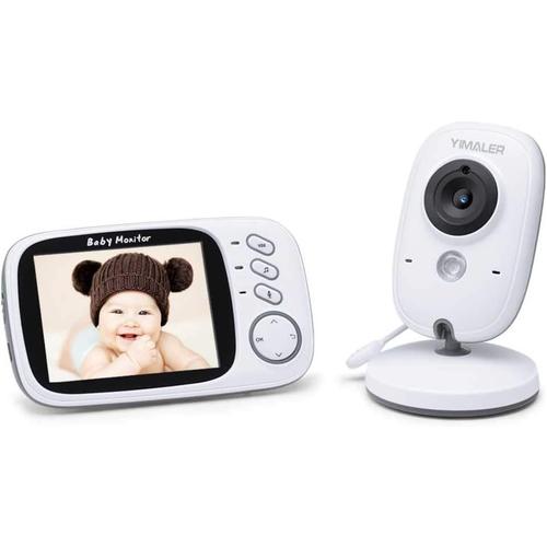 Babyphone Bébé Moniteur 3.2'' LCD Caméra Vidéo Bébé Surveillance sans Fil avec 2.4 GHz Vision Nocturne Bidirectionnel, VOX Mode et Température Surveillée