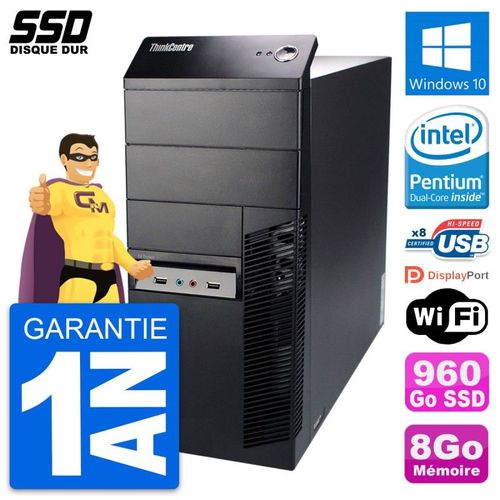 PC Tour Lenovo ThinkCentre M91p Intel G630 RAM 8Go SSD 960Go Windows 10 Wifi