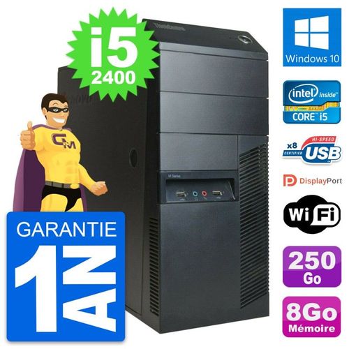 PC Tour Lenovo M91p Intel Core i5-2400 RAM 8Go Disque Dur 250Go Windows 10 Wifi