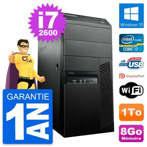 PC Tour Lenovo ThinkCentre M91p Core i7-2600 RAM 8Go Disque 1To Windows 10 Wifi