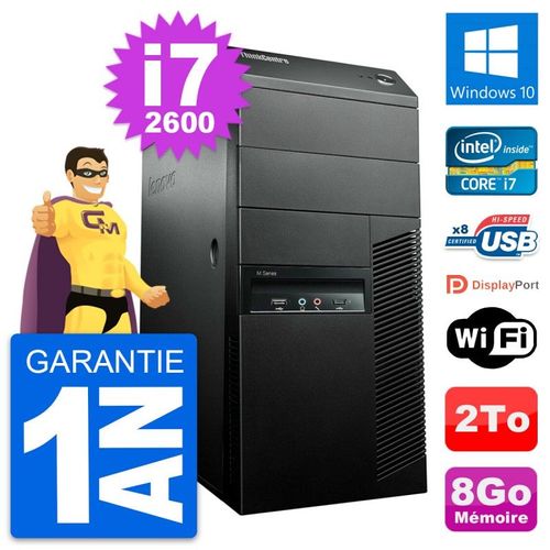 PC Tour Lenovo ThinkCentre M91p Core i7-2600 RAM 8Go Disque 2To Windows 10 Wifi