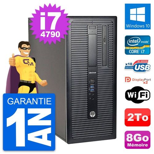 PC Tour HP EliteDesk 800 G1 Intel i7-4790 RAM 8Go Disque Dur 2To Windows 10 Wifi