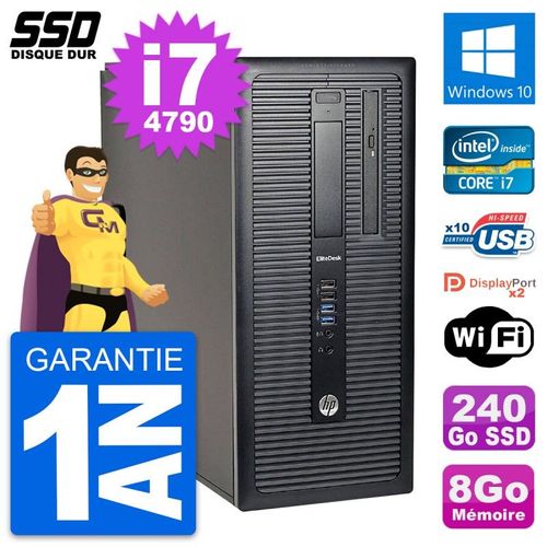 PC Tour HP EliteDesk 800 G1 Intel Core i7-4790 RAM 8Go SSD 240Go Windows 10 Wifi