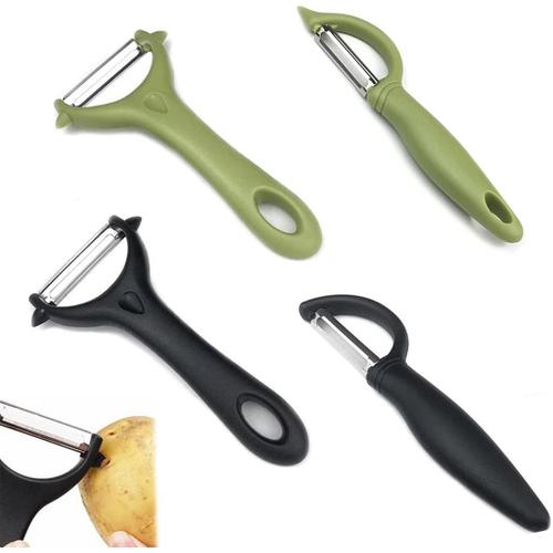 Lot De 4 Éplucheur Universel,Économe À Légumes En Inox,Couteau Eplucheur Cuisine,Pour Légumes Fruits(Noir,Vert)