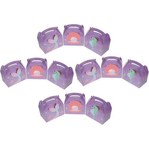 lavande Boîtes De 12 Pièces Coffret Cadeau Sirène Boîtes De Friandises Cotillons Sirène Présente Fête De Sirène Conteneur D'ornement Bonbonnière Papier De Bébé Boîte à Biscuits